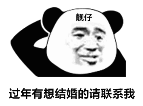 靓仔过年有想结婚的请联系我(熊猫头撩妹撩汉表情包)