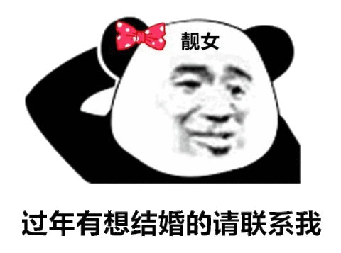 靓女过年有想结婚的请联系我(熊猫头撩妹撩汉表情包)